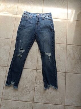 Kendall & Kylie Distressed Skinny Jeans - Blue